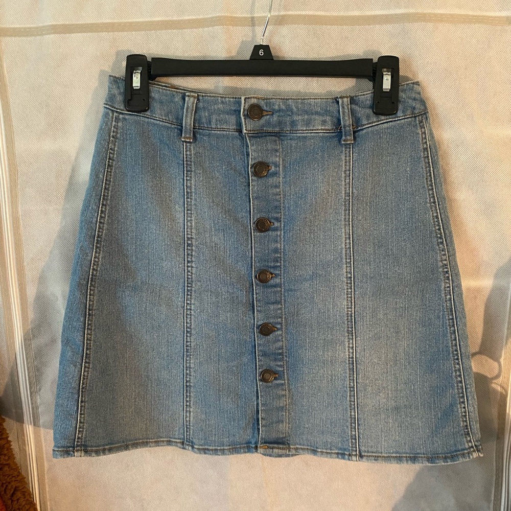 Button Down Denim Skirt